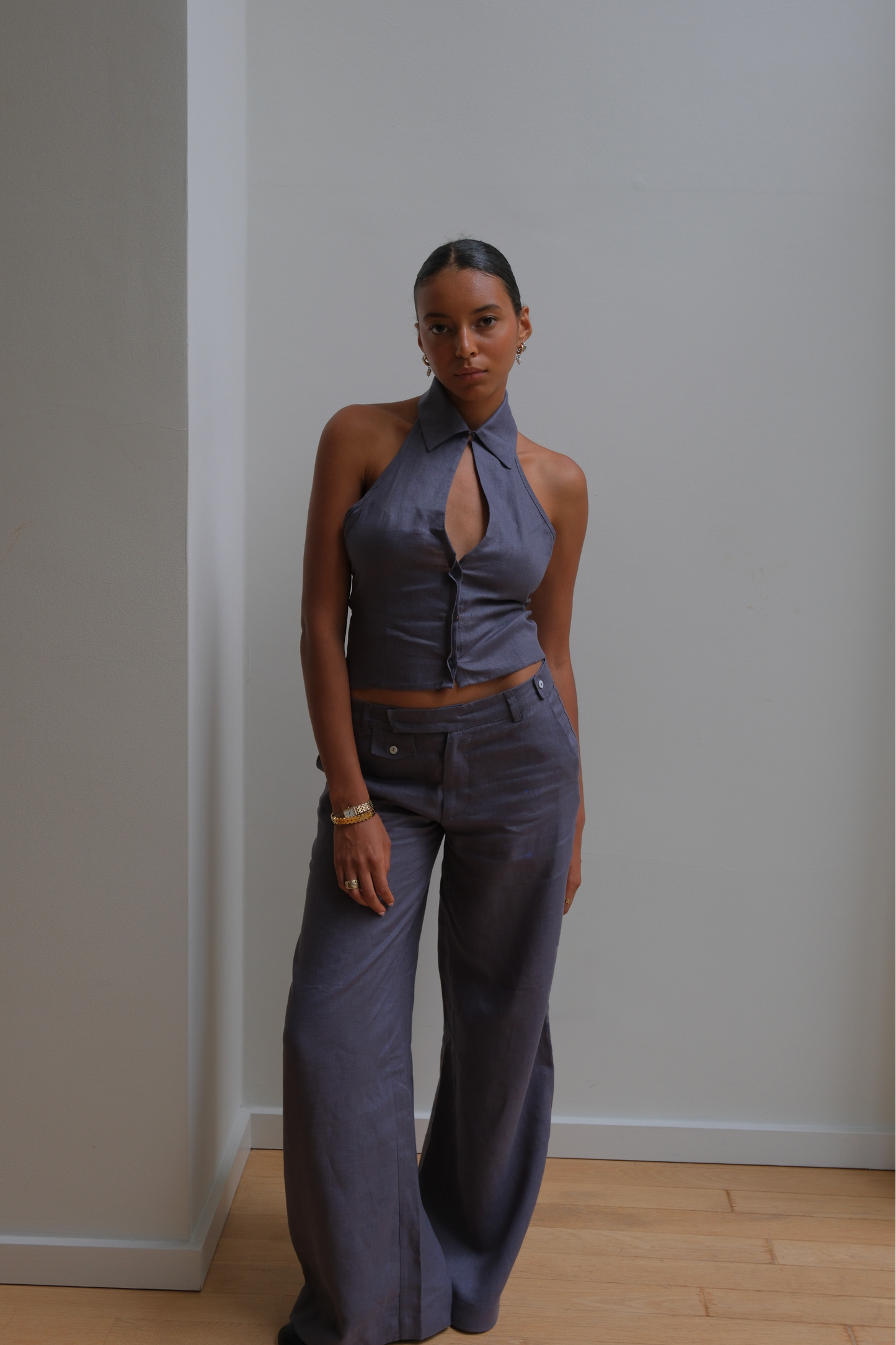 Keyhole Top - Haze Linen
