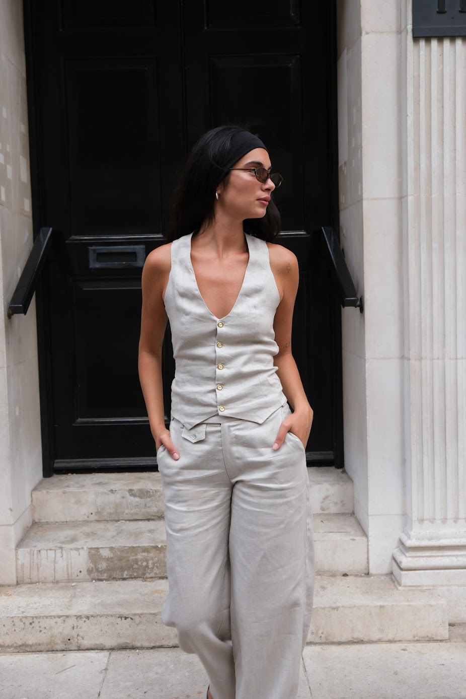 Linen Highline Waistcoat - Stone
