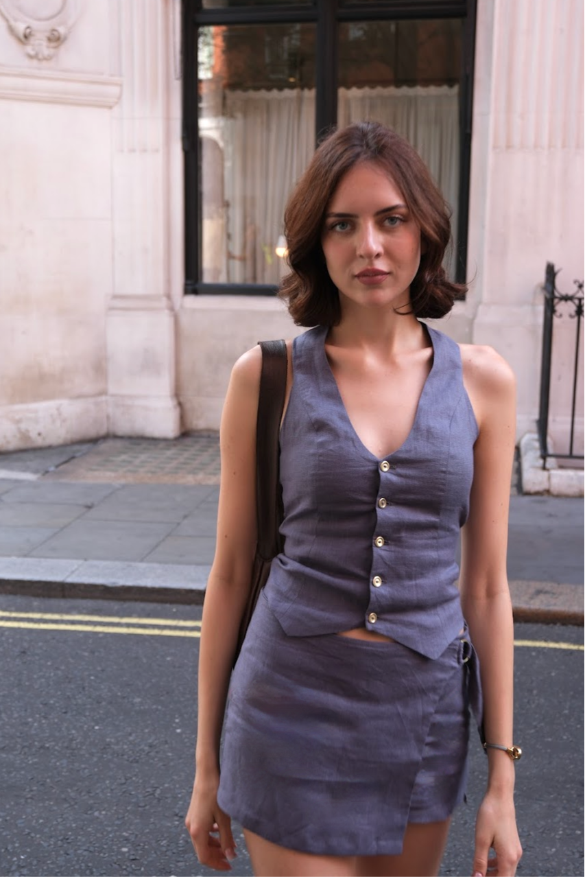 Linen Skort - Haze