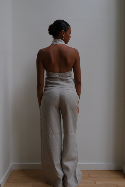 Keyhole Top - Stone Linen