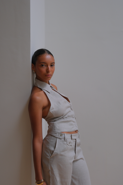 Keyhole Top - Stone Linen