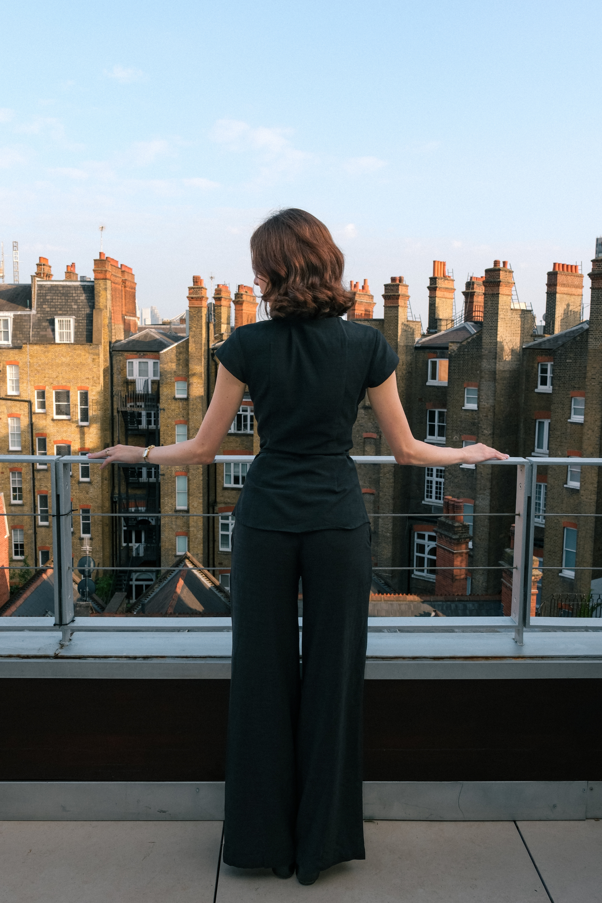 Keyhole Cap Sleeve Shirt | Black Twill