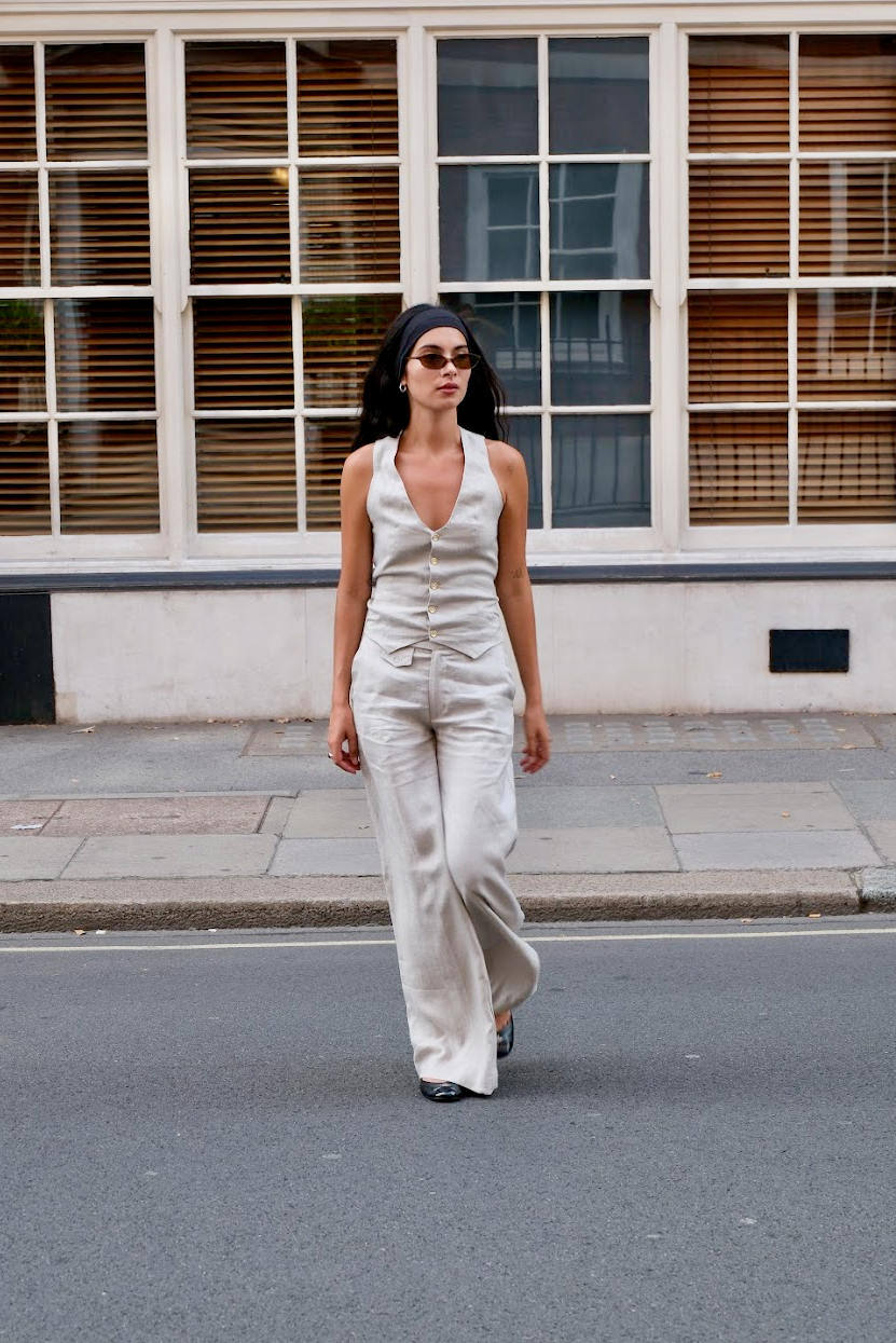 Gea Trousers | Stone Linen