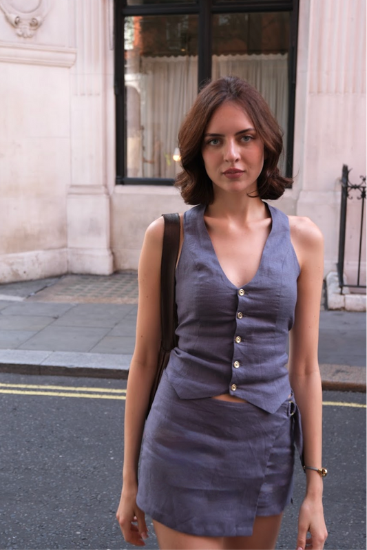Linen Skort - Haze