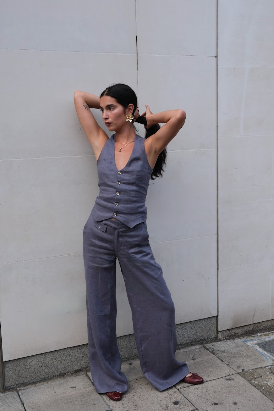Linen Highline Waistcoat | Haze