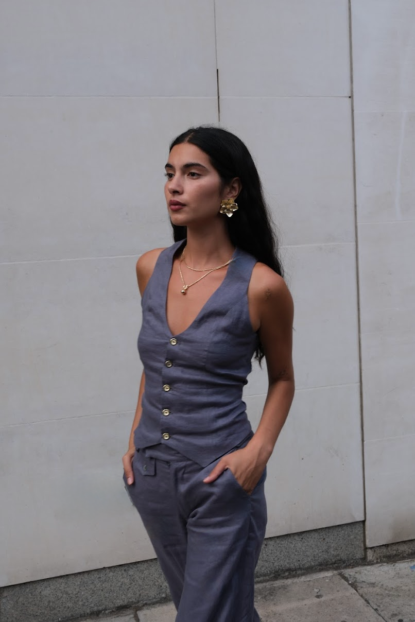 Linen Highline Waistcoat | Haze