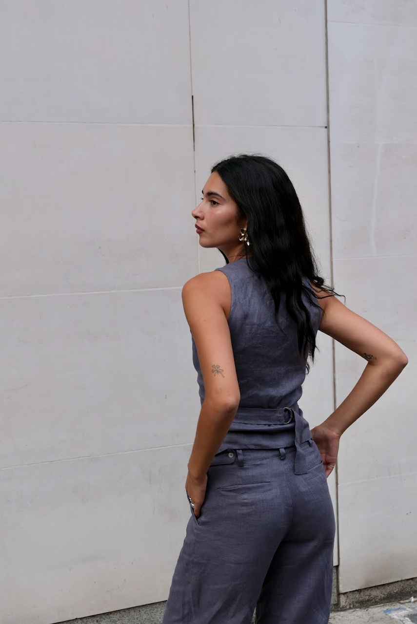 Linen Highline Waistcoat | Haze