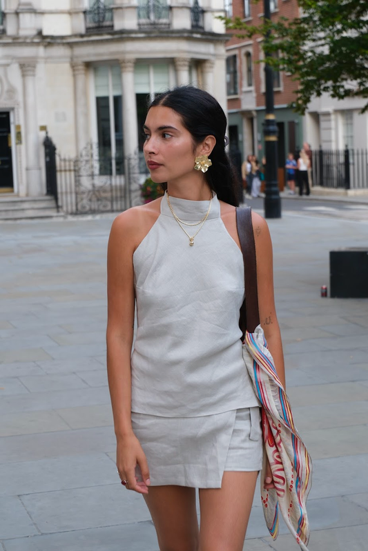 Linen Skort - Stone
