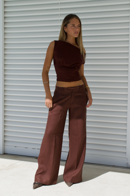Gea Trousers | Chocolate Linen
