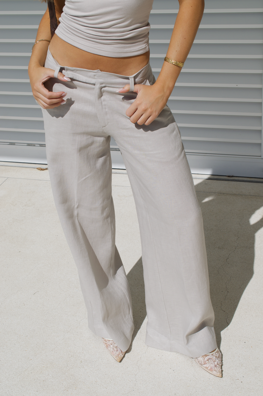Gea Trousers | Stone Linen