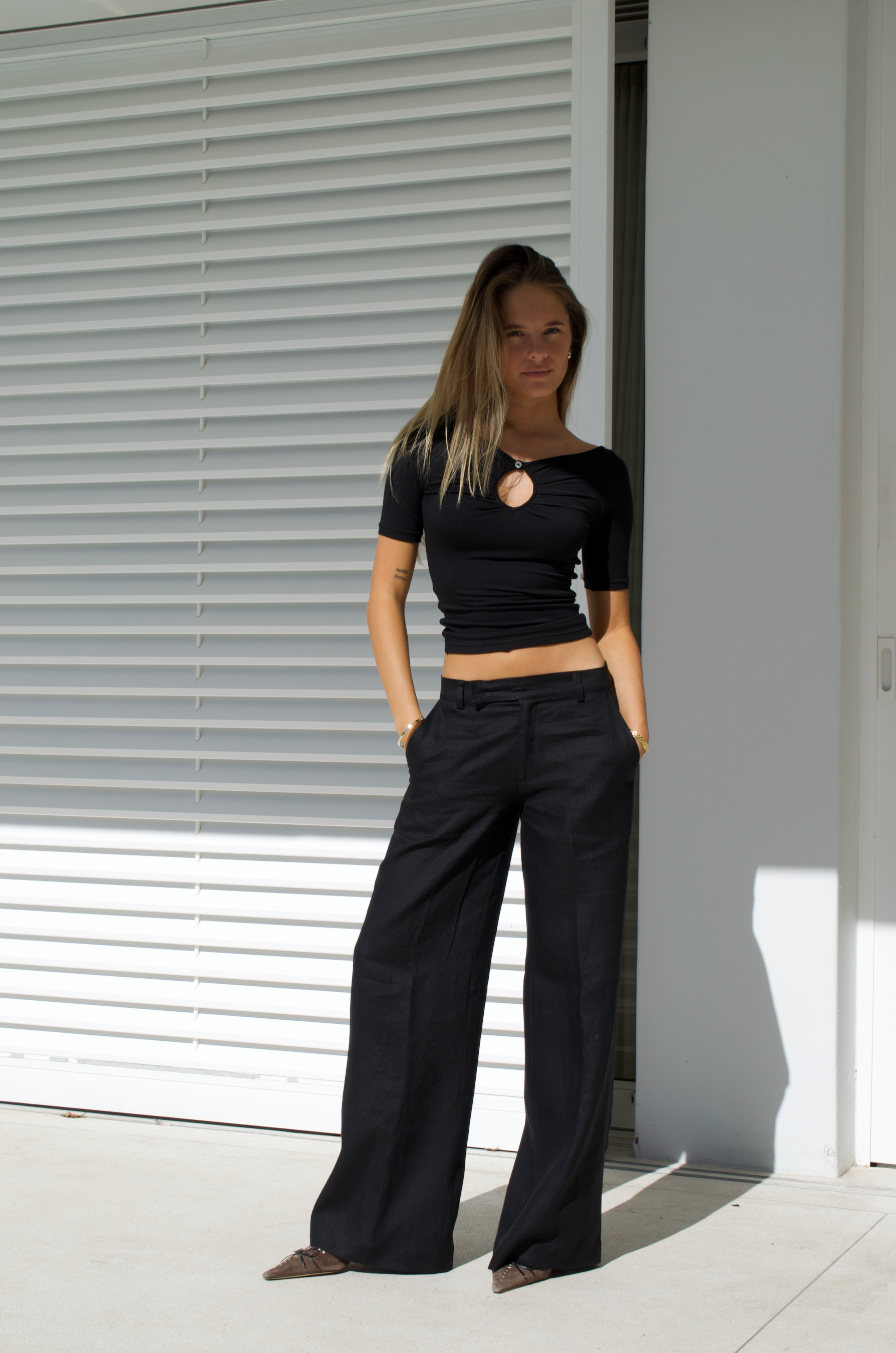 Gea Trousers | Black Linen