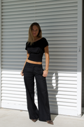 Gea Trousers | Black Linen