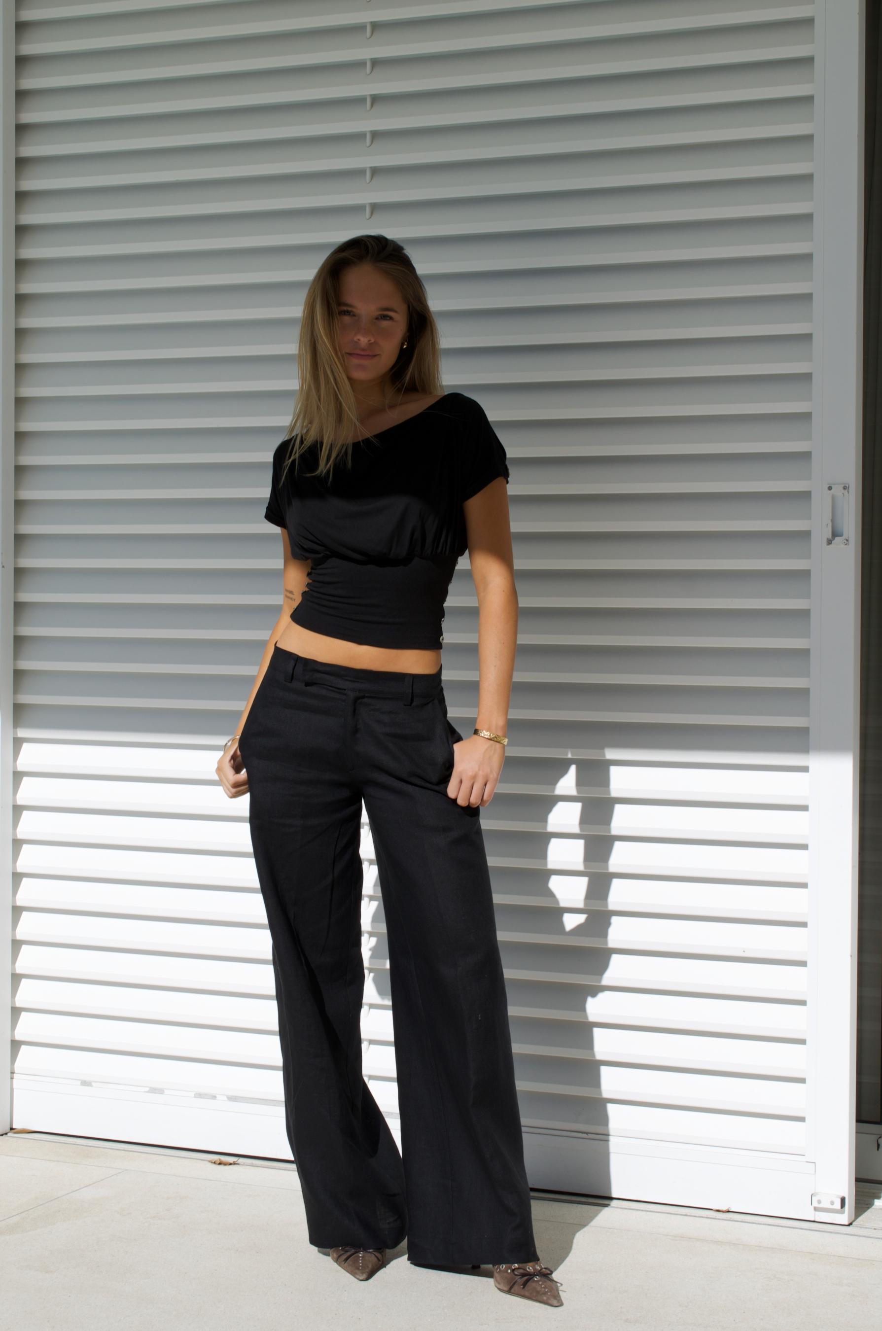 Gea Trousers | Black Linen