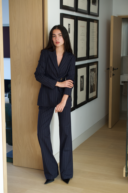 Navy Pinstripe Suit