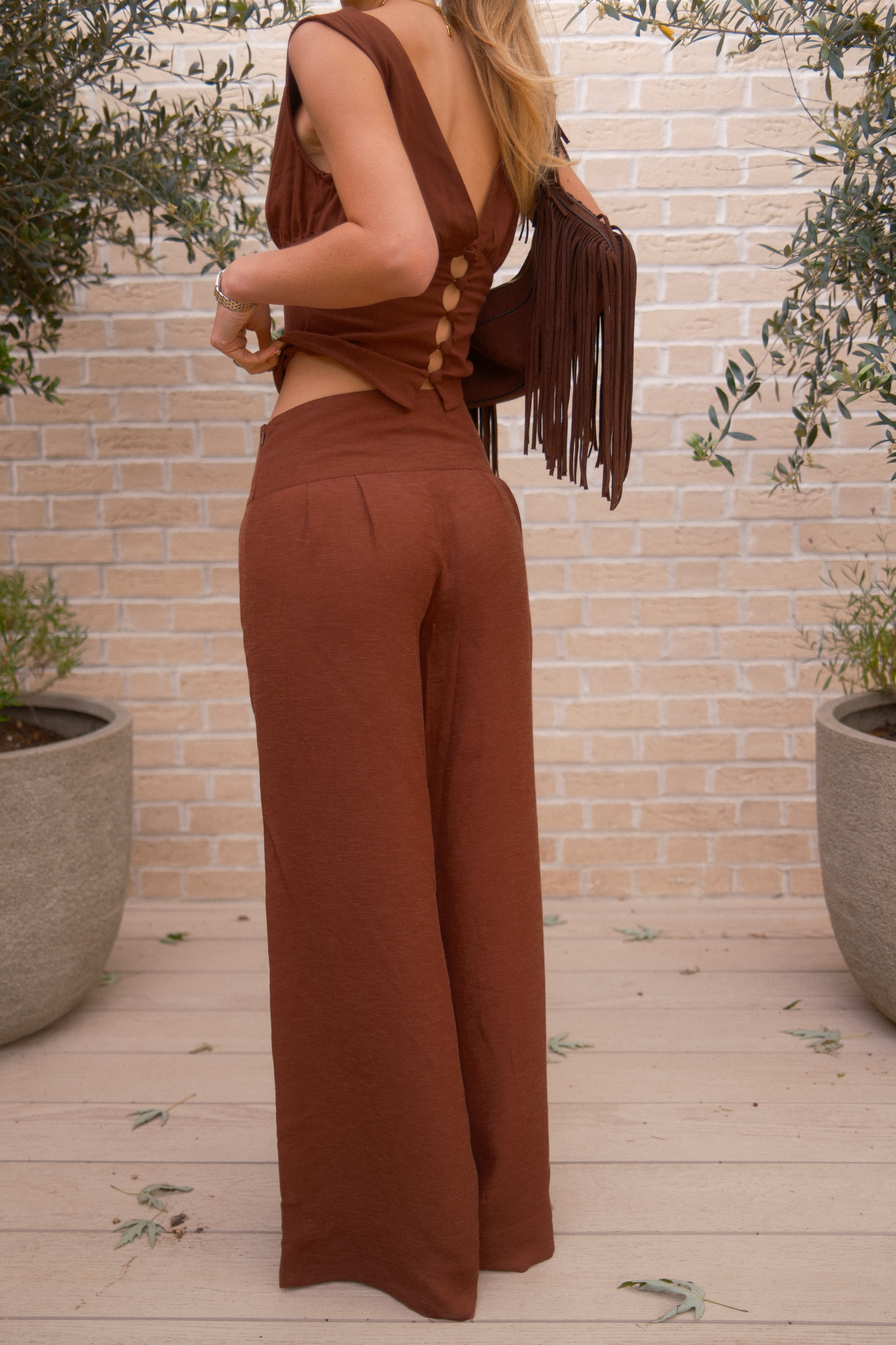 Malin Pleated Trousers | Chocolate