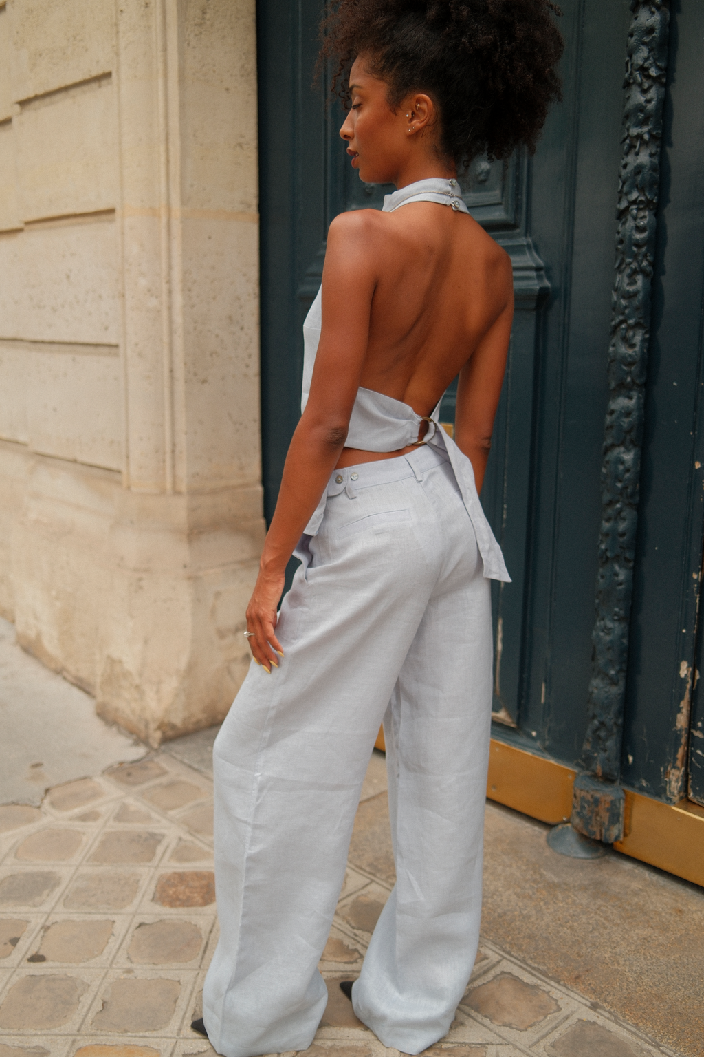 Gea Trousers | Ice Blue Linen