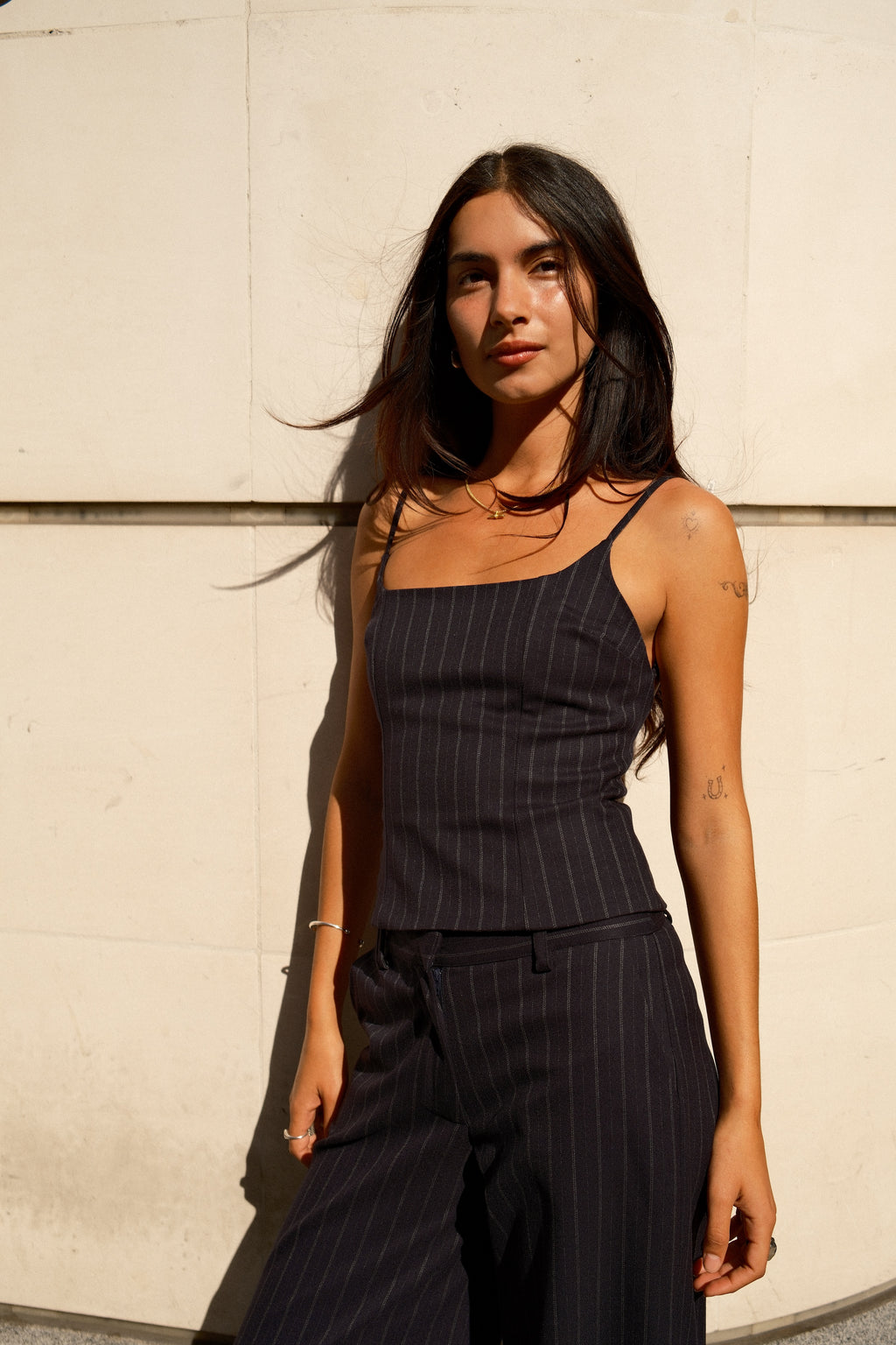 Vivienne Top | Navy Pinstripe