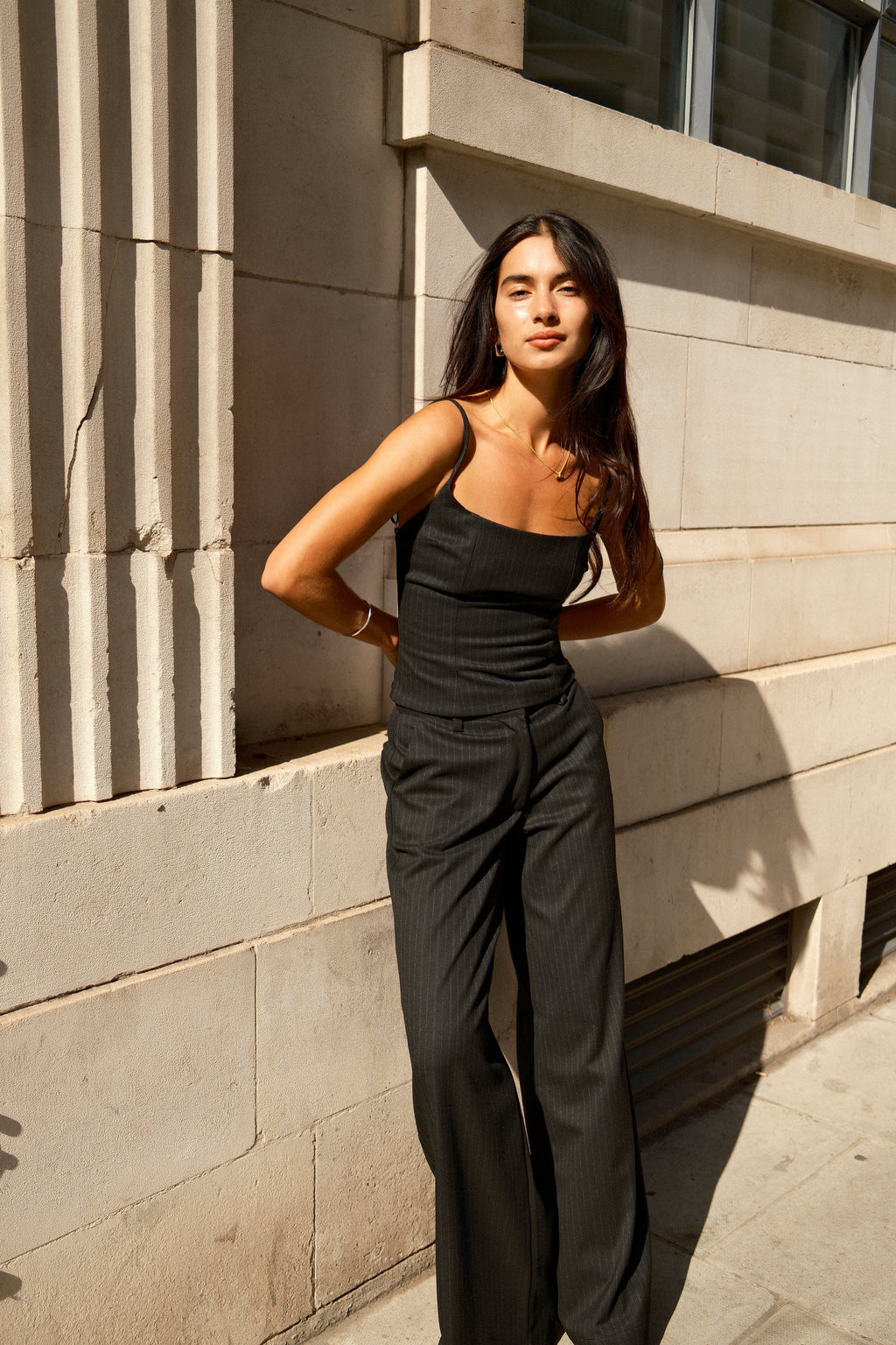 Vivienne Top | Black Pinstripe