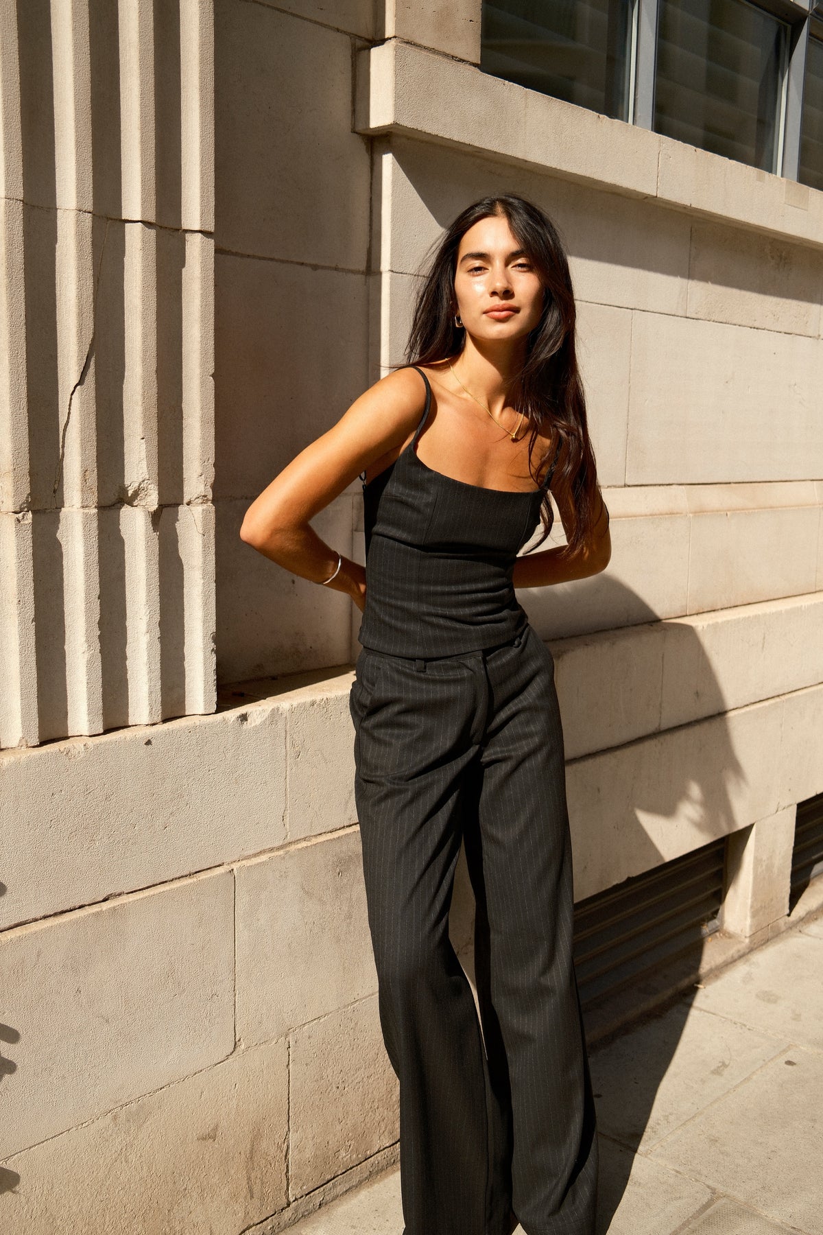 Vivienne Top | Black Pinstripe
