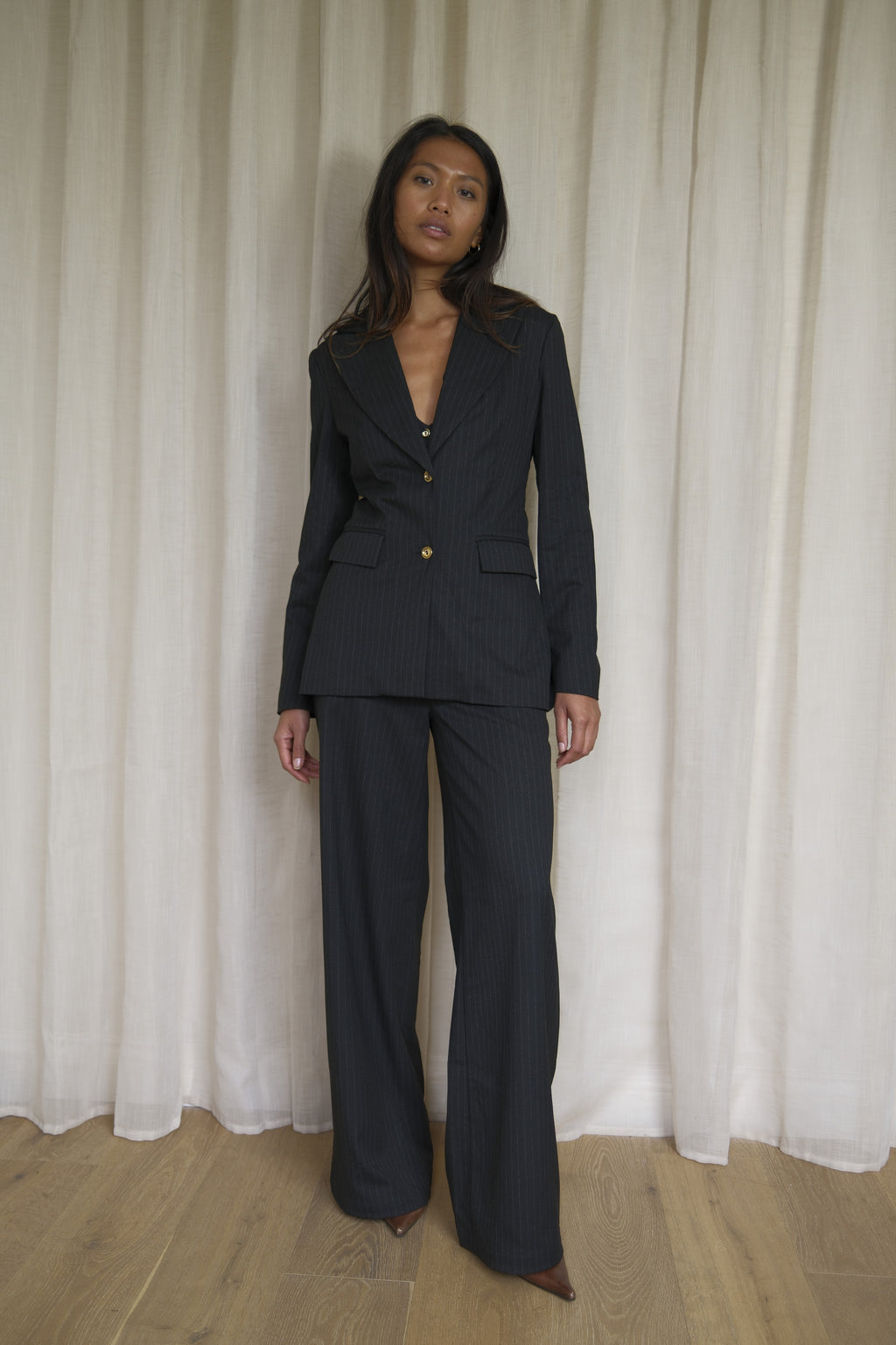 Black Pinstripe Blazer