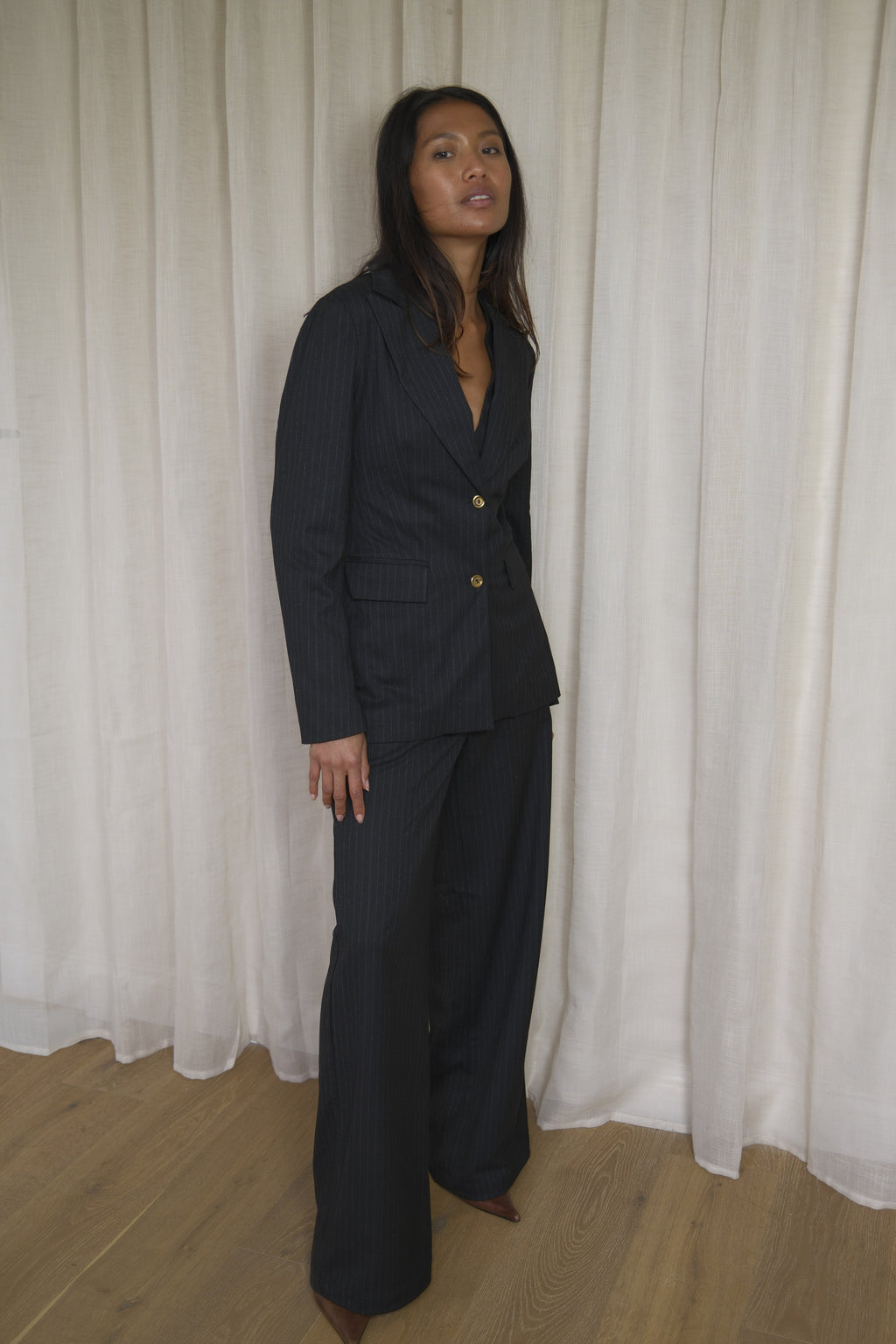 Black Pinstripe Blazer