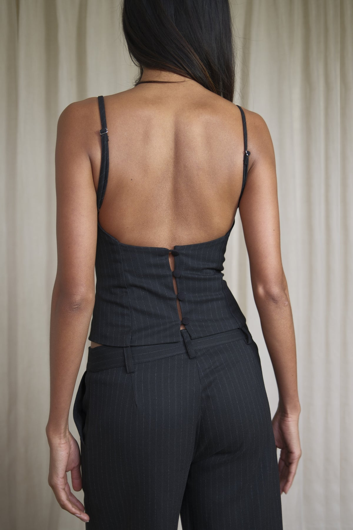 Vivienne Top | Black Pinstripe