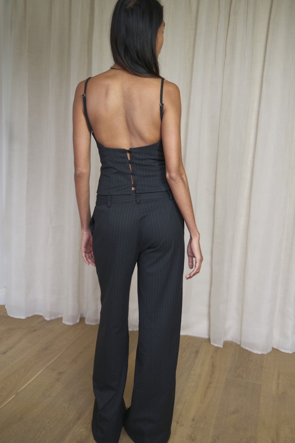 Vivienne Top | Black Pinstripe