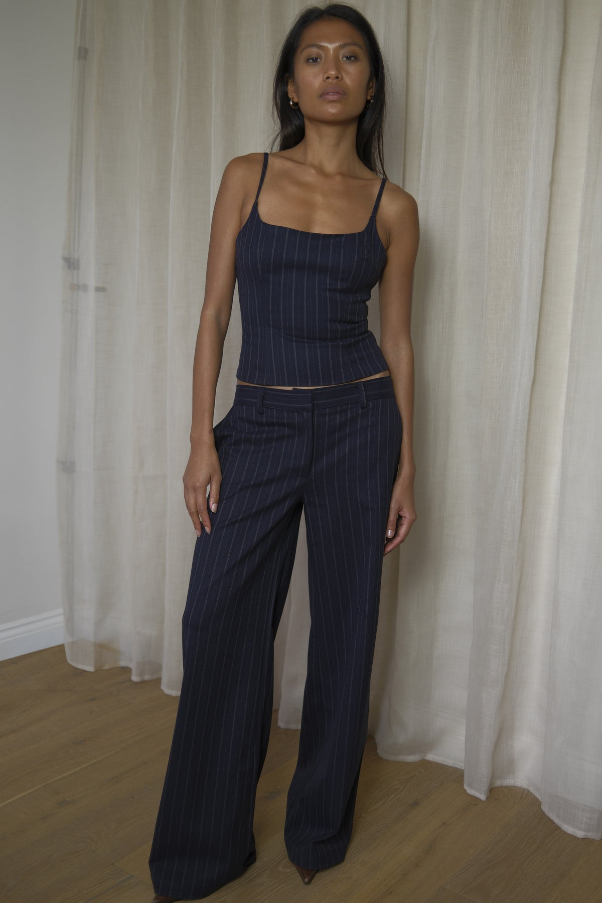 Vivienne Top | Navy Pinstripe