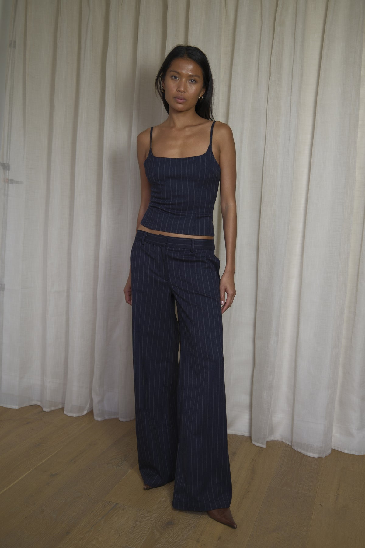 Vivienne Top | Navy Pinstripe