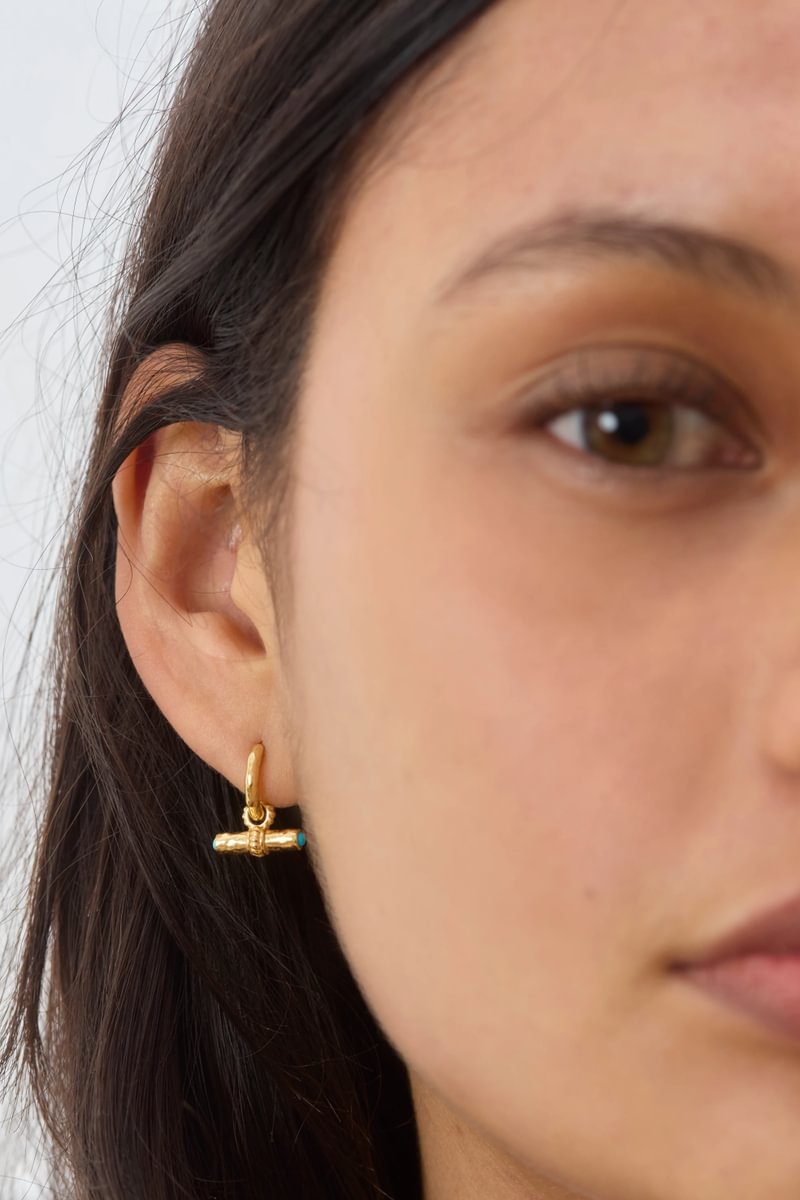 T-Bar Mini Hoops | Turquoise