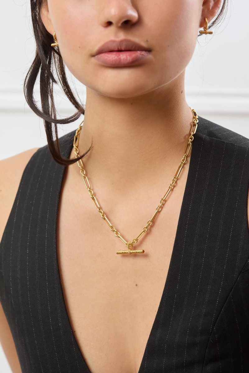 T-Bar Maxi Necklace | Red