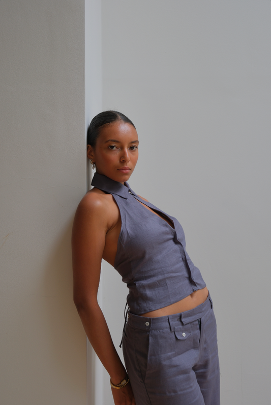 Keyhole Top - Haze Linen