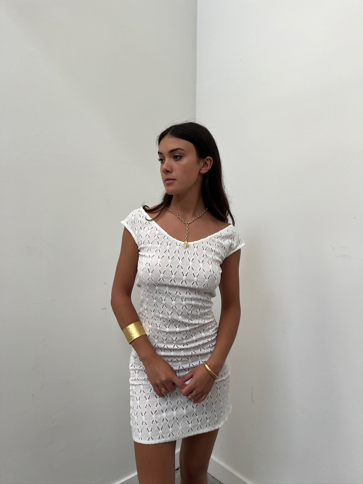 Erica Dress in White Knit - Alchemy London