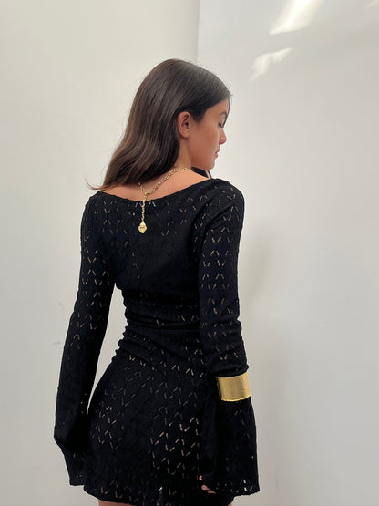 Gaia Dress in Black Knit - Alchemy London