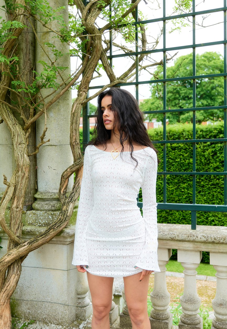 Gaia Dress in White Knit - Alchemy London